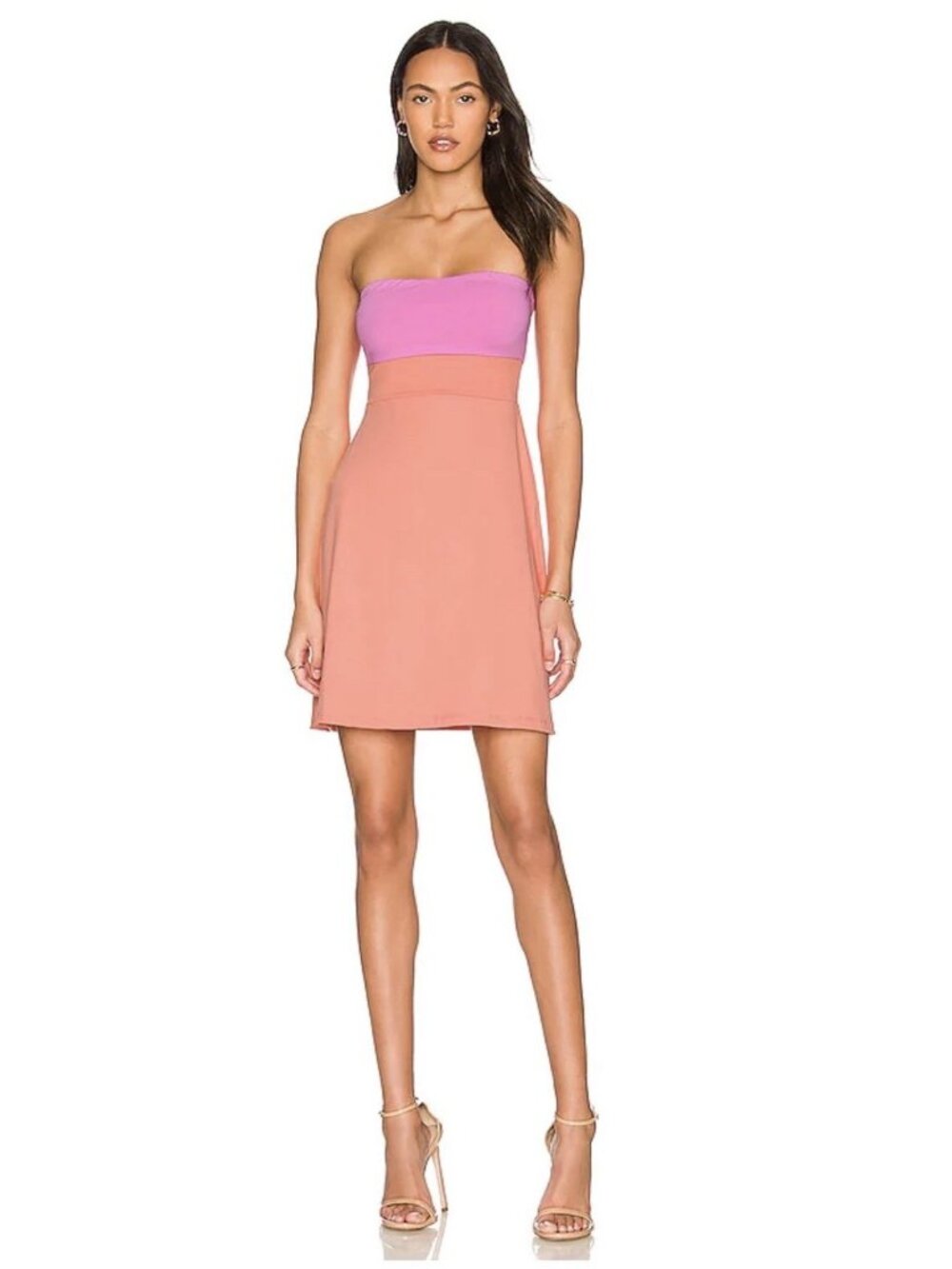 NWT SUSANA MONACO Orange Pink Strapless Tube Dress Size Small